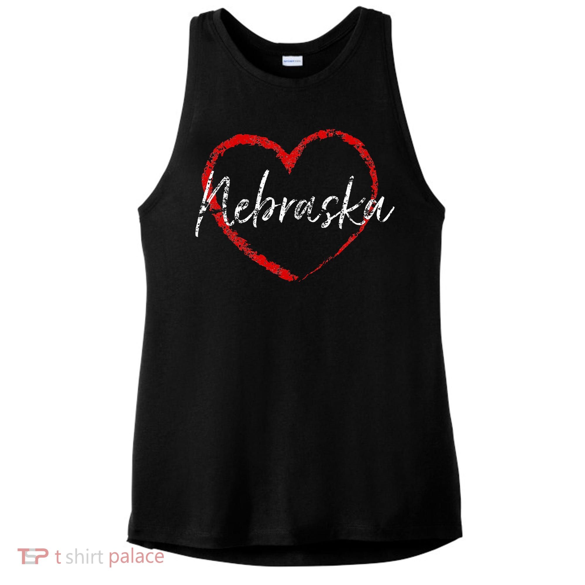 Nebraska Heart Cute Ladies Mom Gift Ladies PosiCharge Tri-Blend Wicking Tank