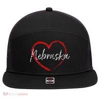Nebraska Heart Cute Ladies Mom Gift 7 Panel Mesh Trucker Snapback Hat thumb 0