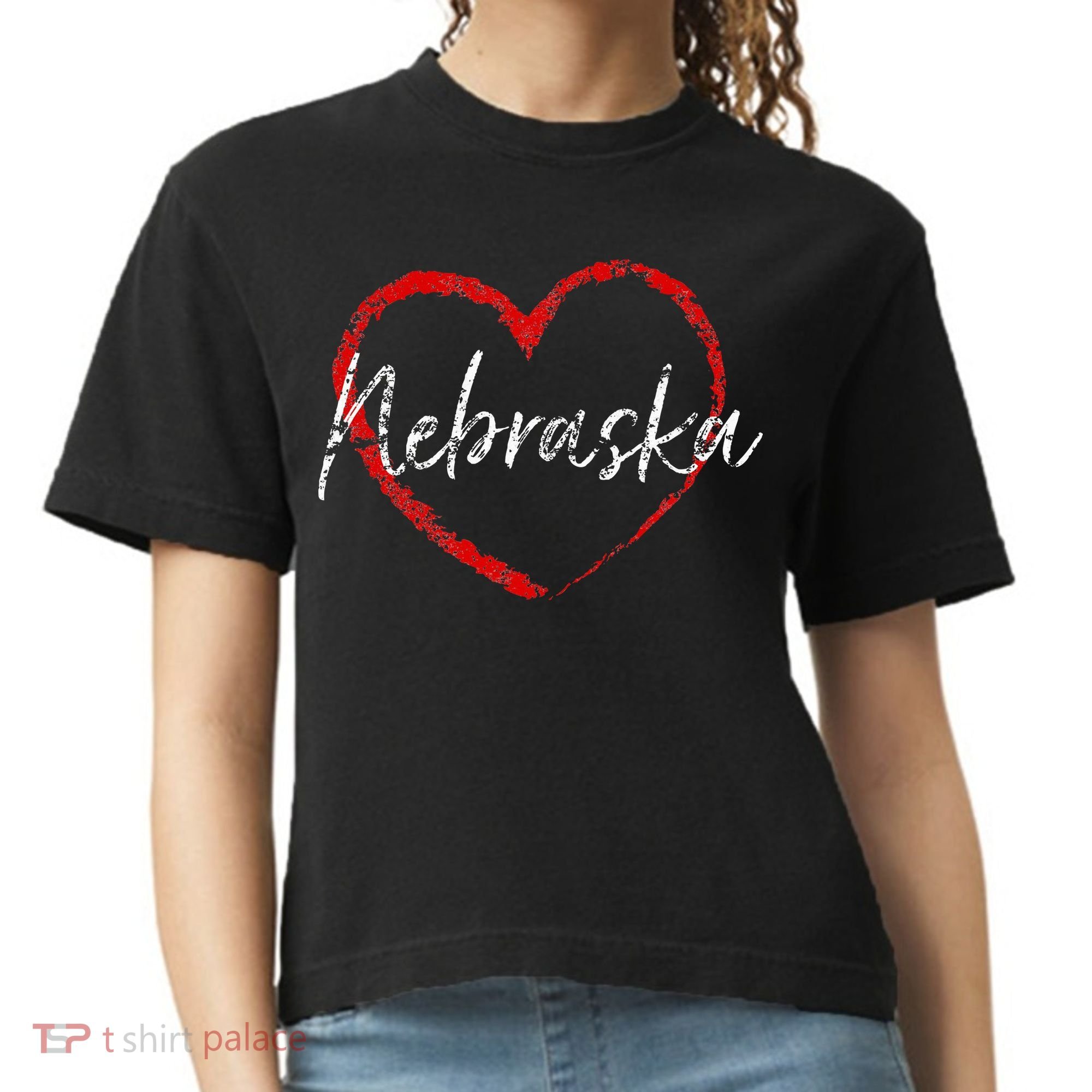 Nebraska Heart Cute Ladies Mom Gift Comfort Colors Boxy T-Shirt