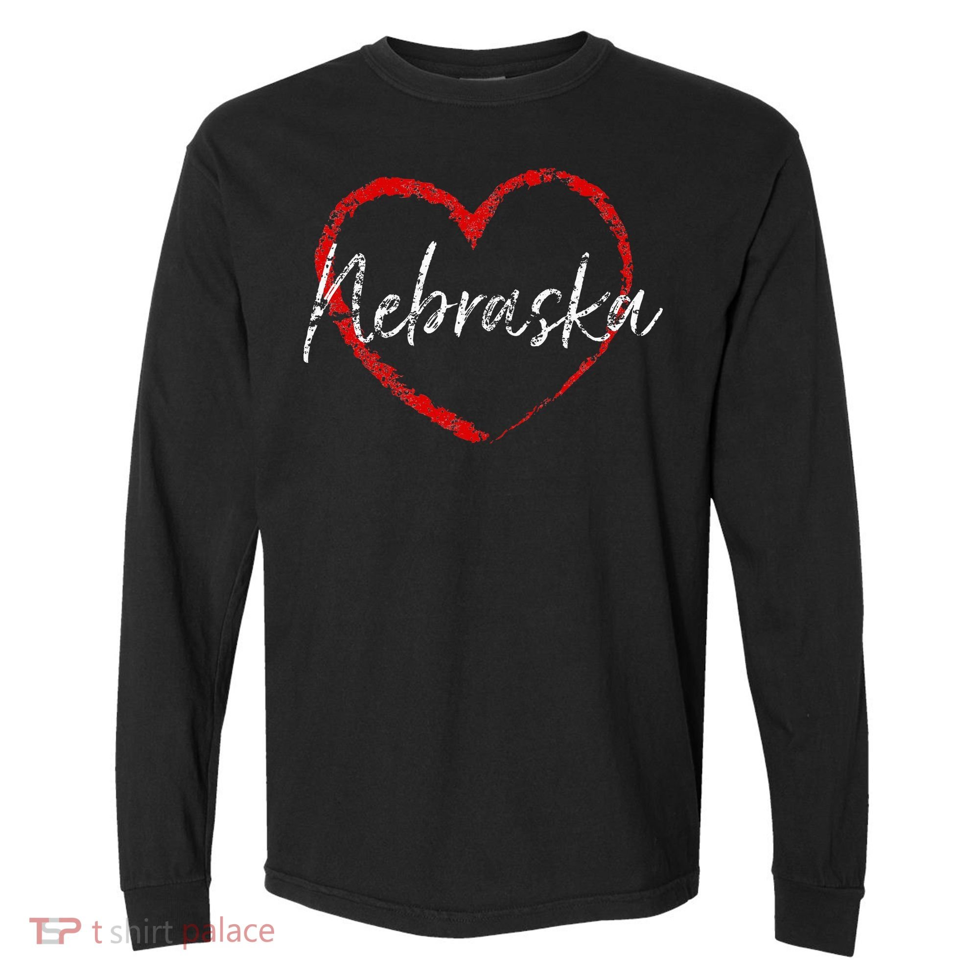 Nebraska Heart Cute Ladies Mom Gift Comfort Colors Heavyweight Long Sleeve T-Shirt