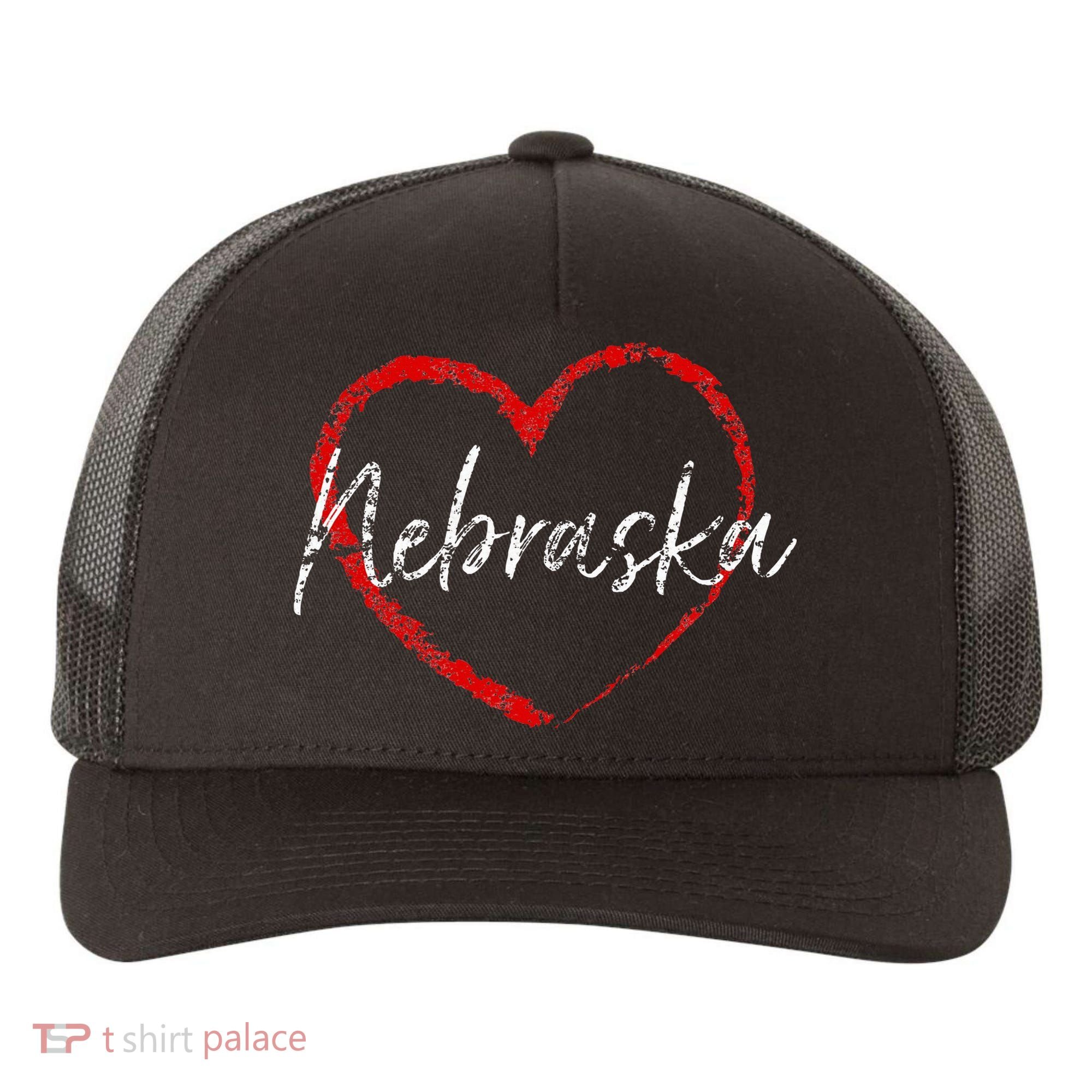 Nebraska Heart Cute Ladies Mom Gift Yupoong Adult 5-Panel Trucker Hat