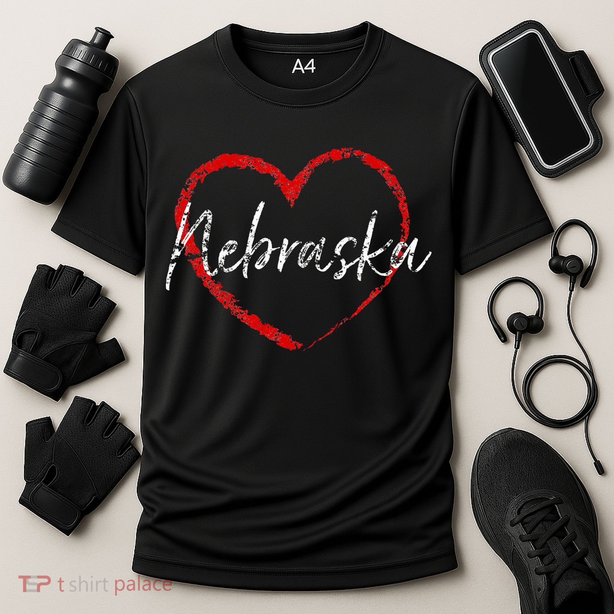Nebraska Heart Cute Ladies Mom Gift Cooling Performance Crew T-Shirt