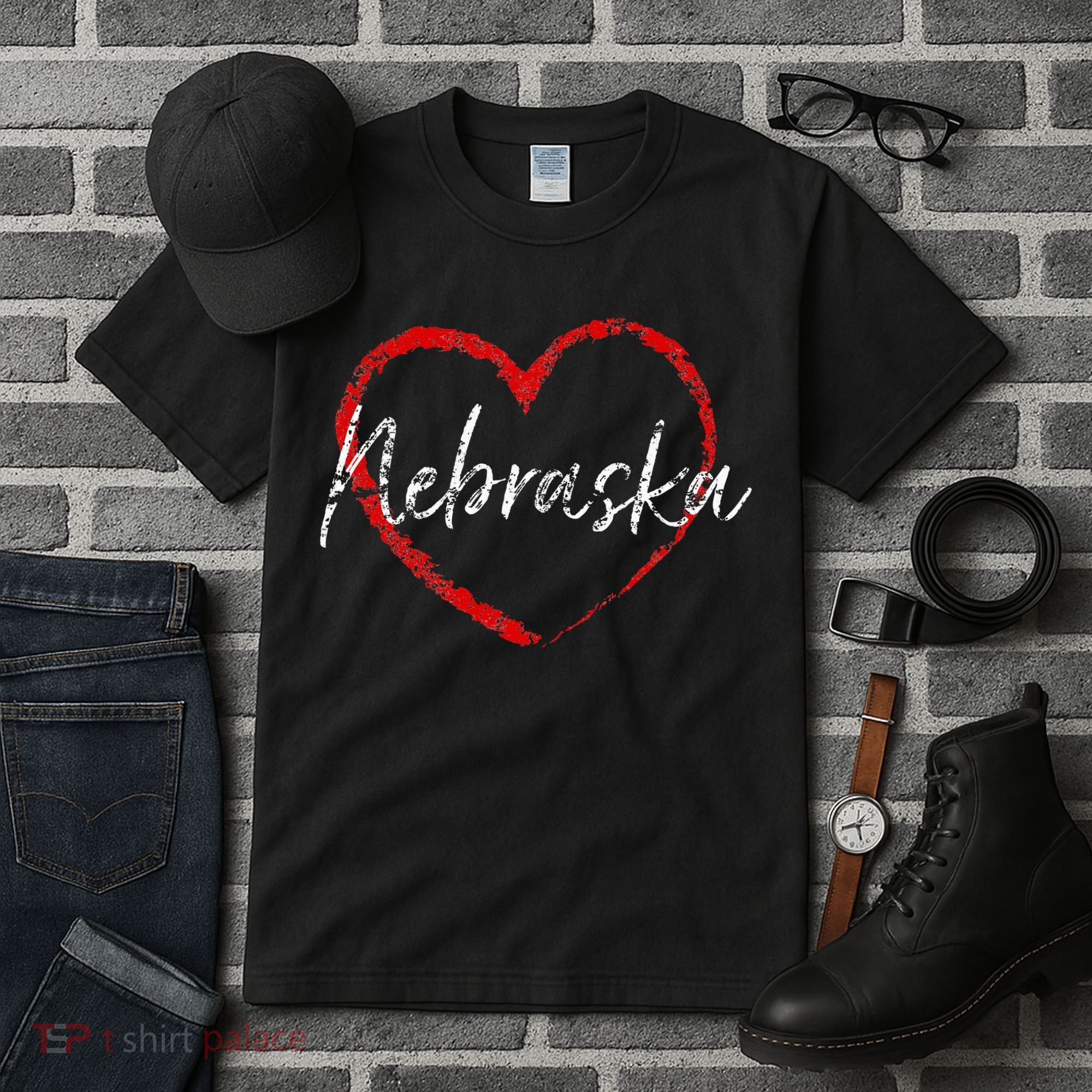 Nebraska Heart Cute Ladies Mom Gift Tall T-Shirt