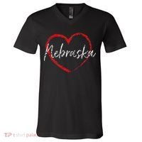 Nebraska Heart Cute Ladies Mom Gift V-Neck T-Shirt thumb 0