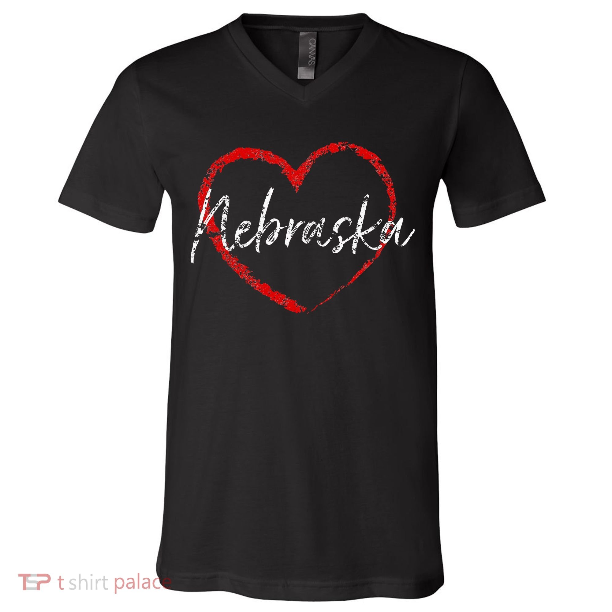 Nebraska Heart Cute Ladies Mom Gift V-Neck T-Shirt