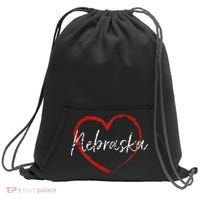 Nebraska Heart Cute Ladies Mom Gift Sweatshirt Cinch Pack Bag thumb 0