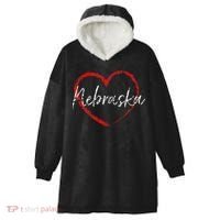 Nebraska Heart Cute Ladies Mom Gift Hooded Wearable Blanket thumb 0