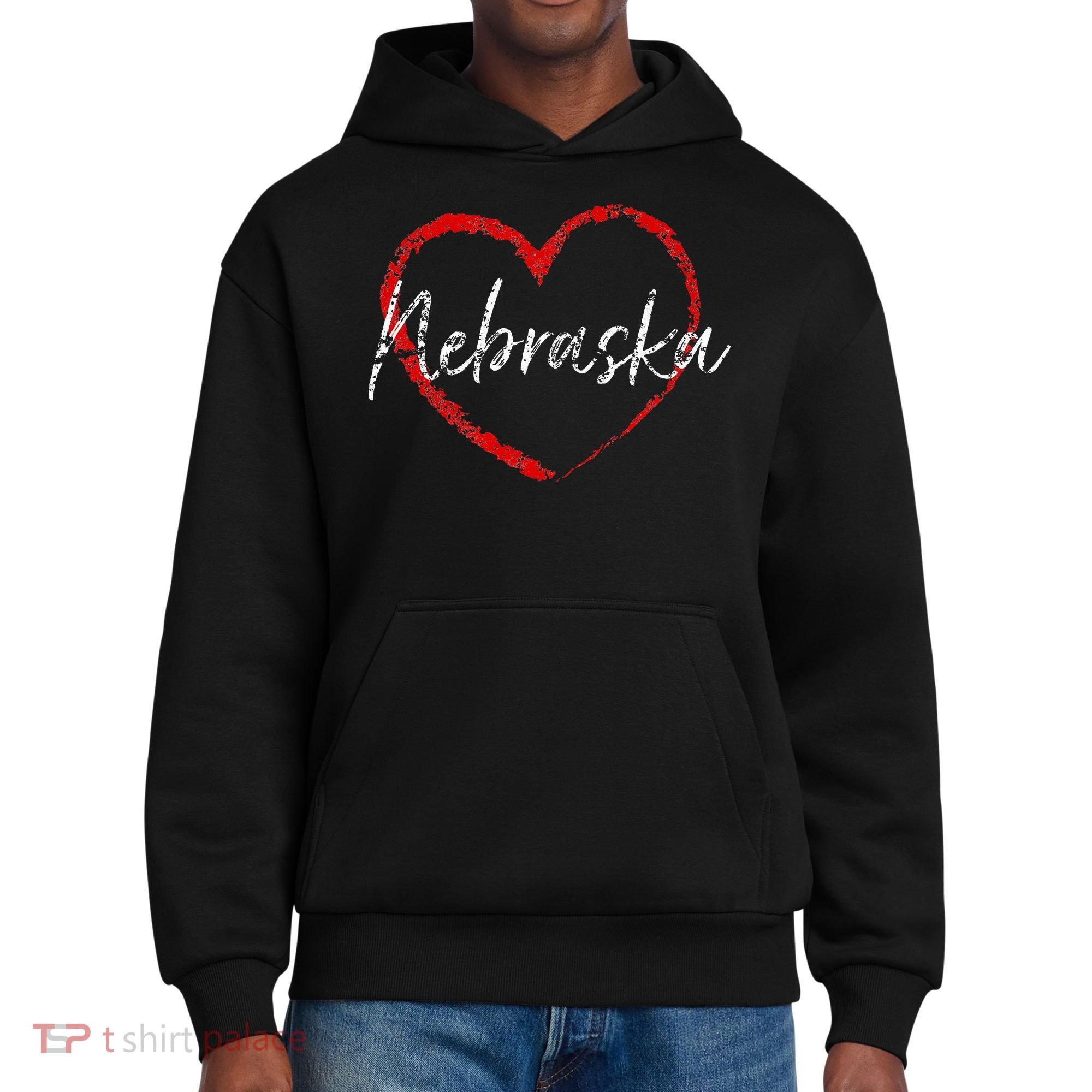 Nebraska Heart Cute Ladies Mom Gift District V.I.T. Heavyweight Hoodie