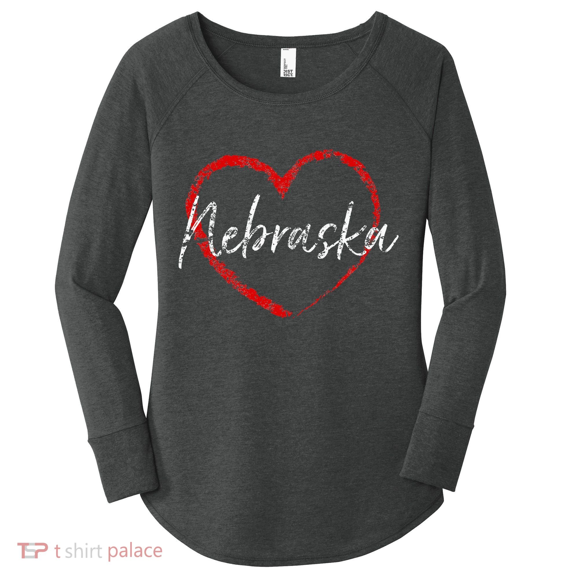 Nebraska Heart Cute Ladies Mom Gift Women's Perfect Tri Tunic Long Sleeve Shirt