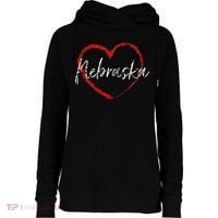 Nebraska Heart Cute Ladies Mom Gift Womens Funnel Neck Pullover Hood thumb 0