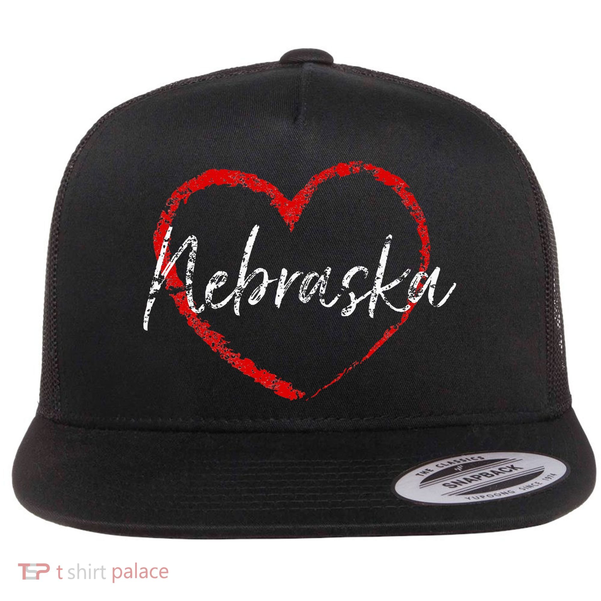 Nebraska Heart Cute Ladies Mom Gift Flat Bill Trucker Hat