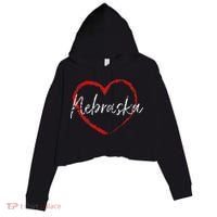 Nebraska Heart Cute Ladies Mom Gift Crop Fleece Hoodie thumb 0