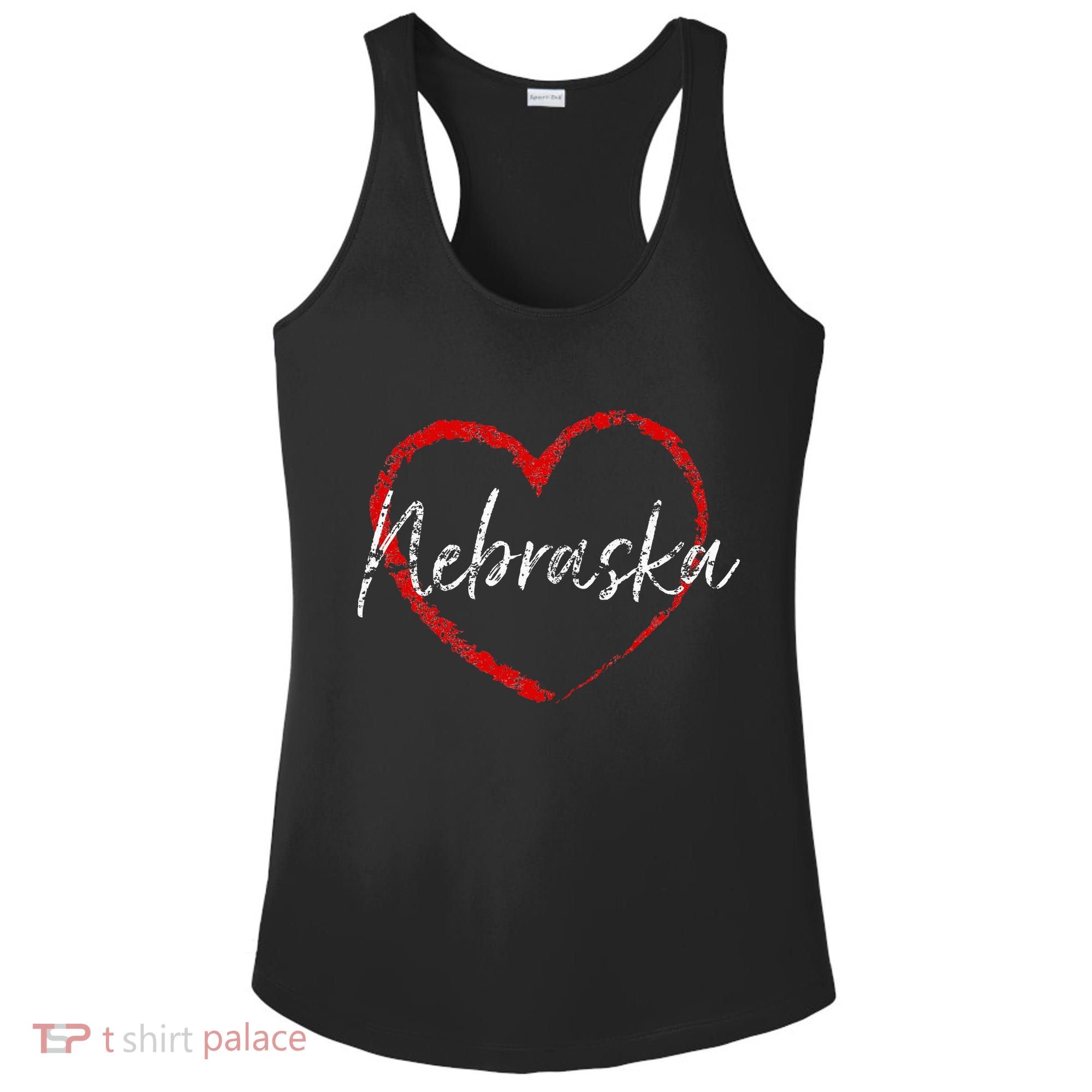 Nebraska Heart Cute Ladies Mom Gift Ladies PosiCharge Competitor Racerback Tank