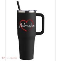Nebraska Heart Cute Ladies Mom Gift 40oz Vacuum Insulated Stainless Steel Travel Tumbler thumb 0