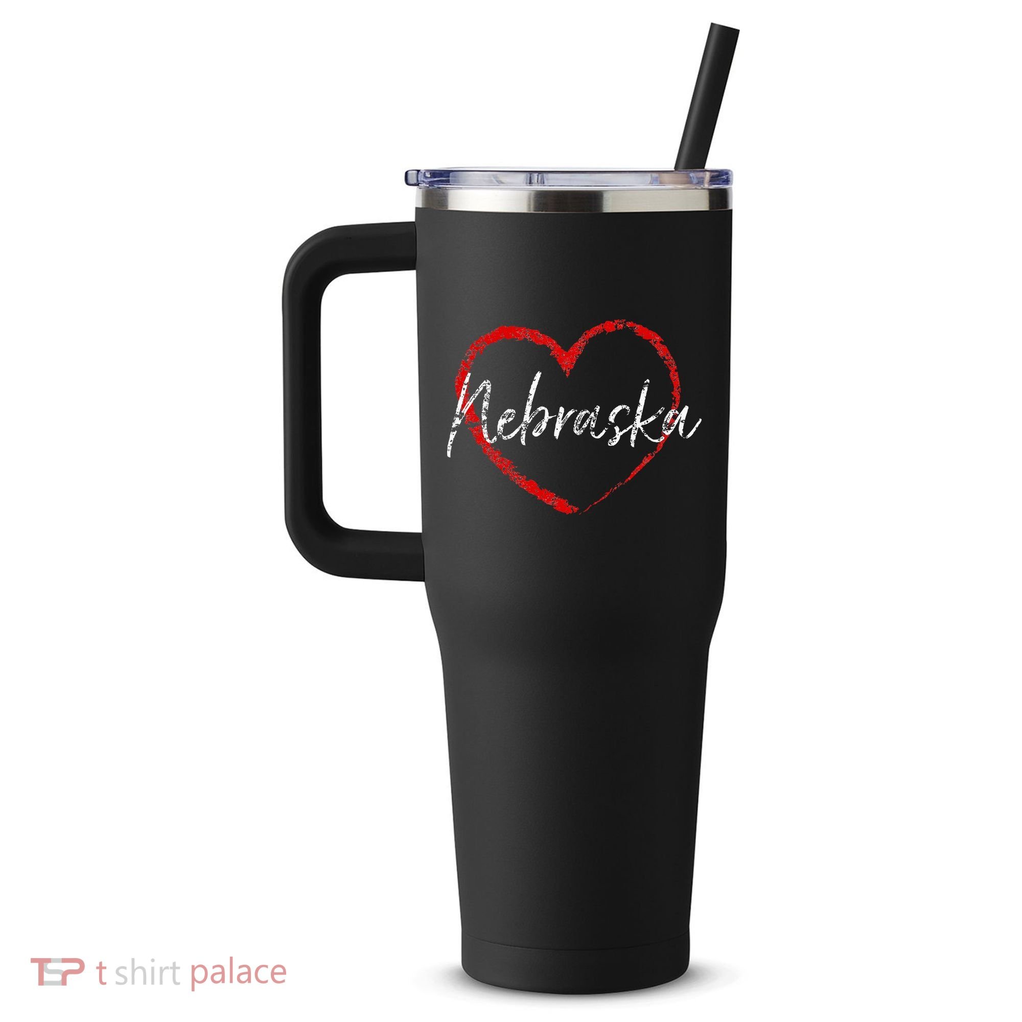 Nebraska Heart Cute Ladies Mom Gift 40oz Vacuum Insulated Stainless Steel Travel Tumbler
