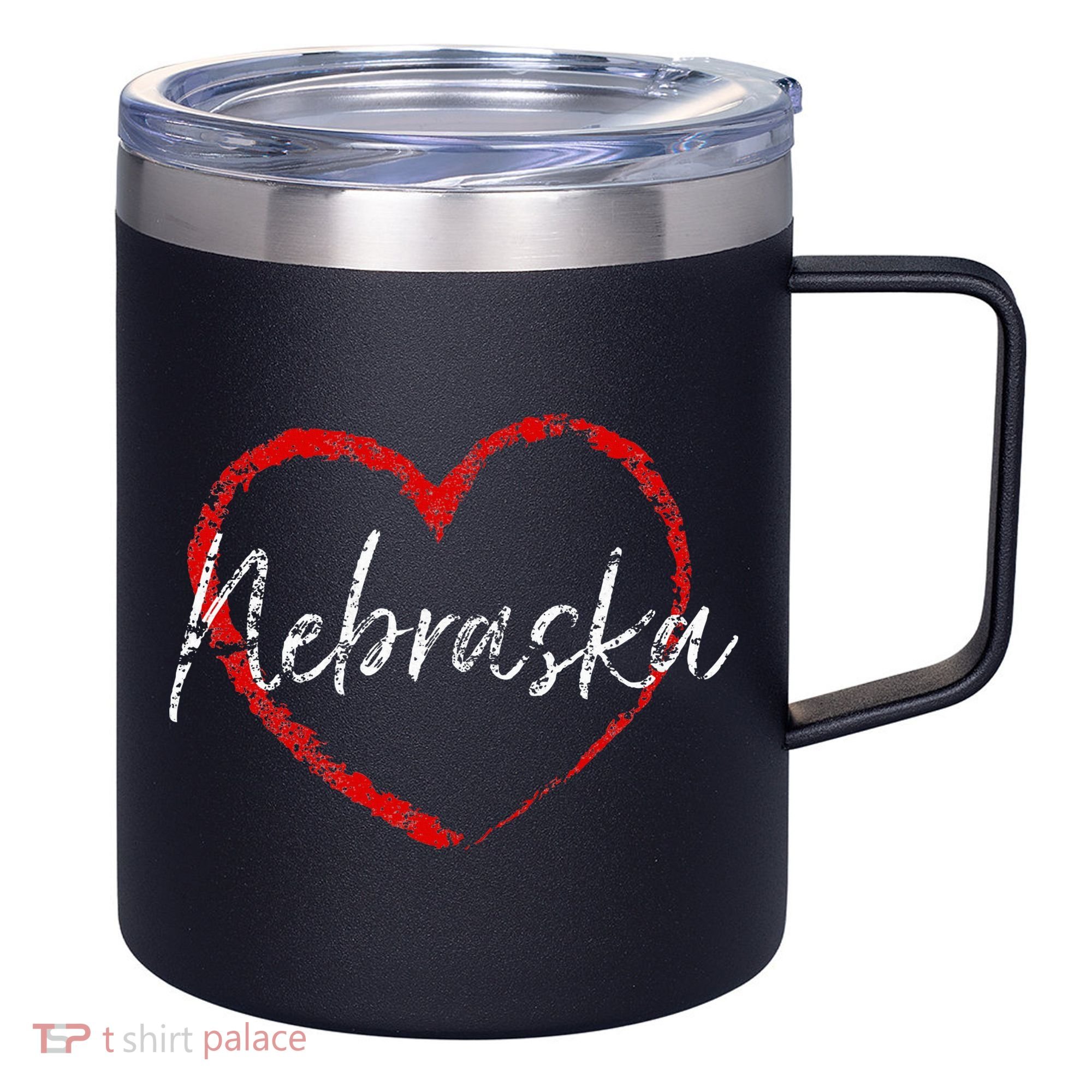 Nebraska Heart Cute Ladies Mom Gift 12oz Stainless Steel Coffee Mug