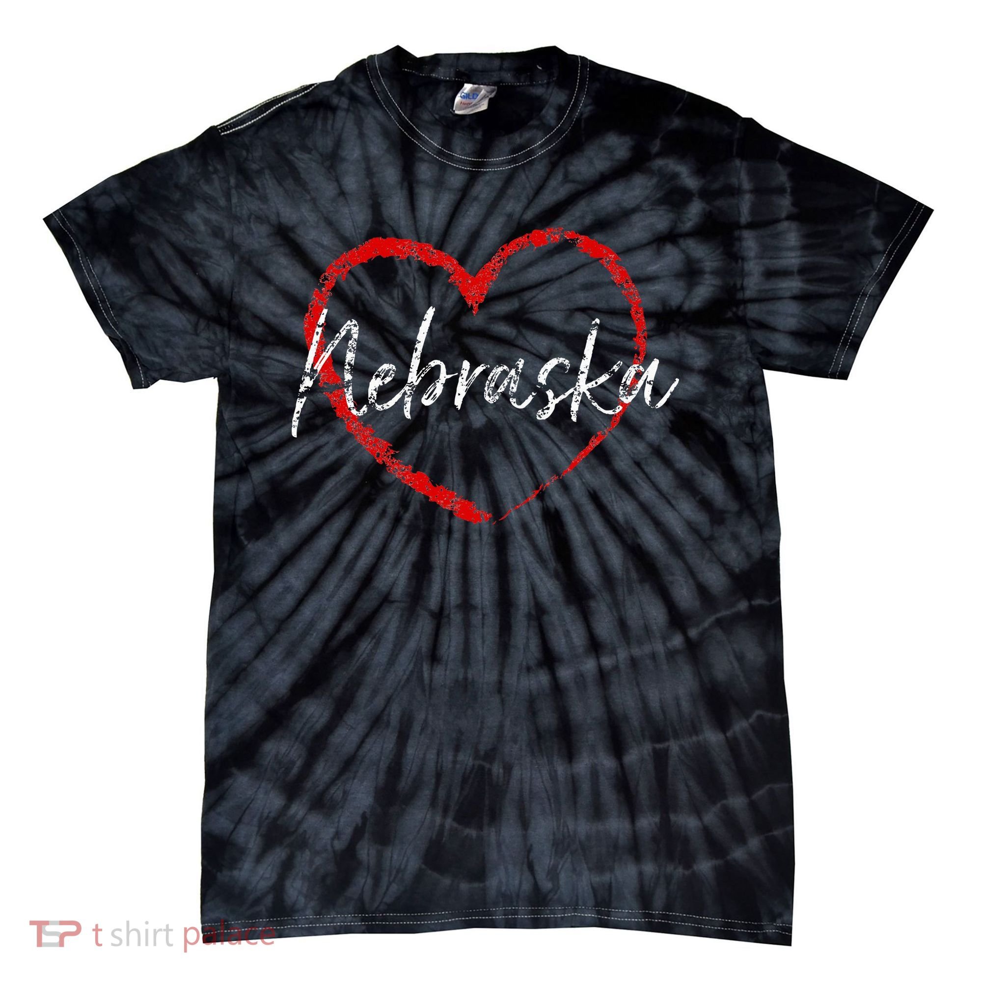 Nebraska Heart Cute Ladies Mom Gift Tie-Dye T-Shirt