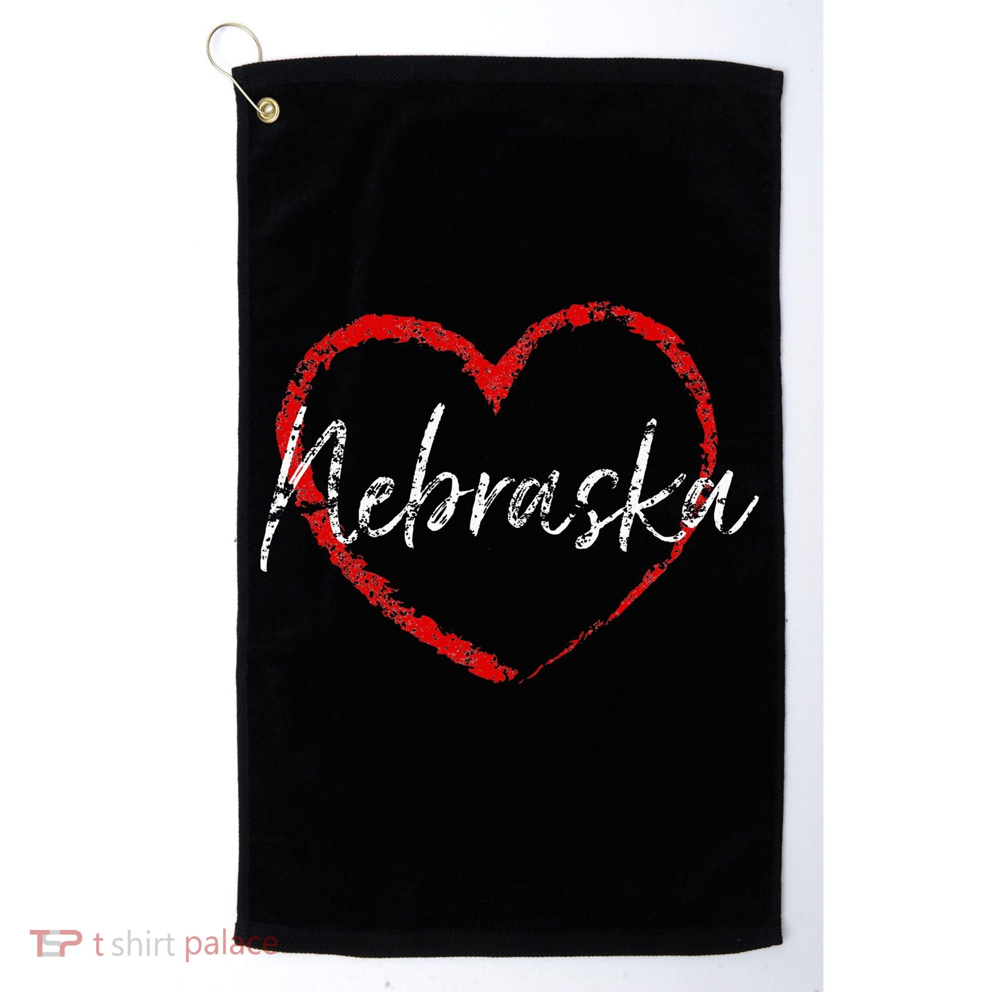Nebraska Heart Cute Ladies Mom Gift Golf Towel