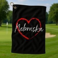 Nebraska Heart Cute Ladies Mom Gift Golf Towel thumb 1