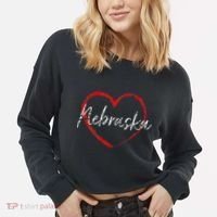 Nebraska Heart Cute Ladies Mom Gift Cropped Pullover Crew thumb 2