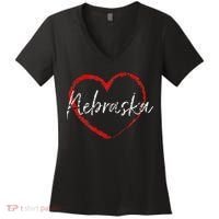 Nebraska Heart Cute Ladies Mom Gift Women's V-Neck T-Shirt thumb 0