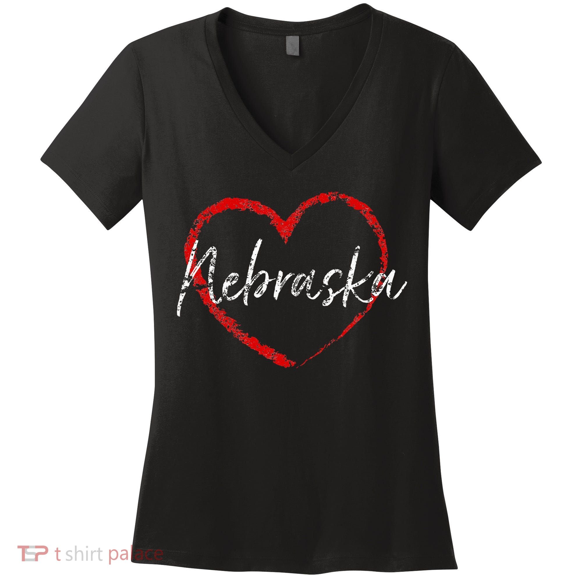 Nebraska Heart Cute Ladies Mom Gift Women's V-Neck T-Shirt
