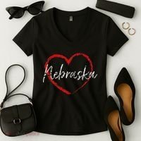 Nebraska Heart Cute Ladies Mom Gift Women's V-Neck T-Shirt thumb 2