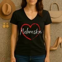 Nebraska Heart Cute Ladies Mom Gift Women's V-Neck T-Shirt thumb 3