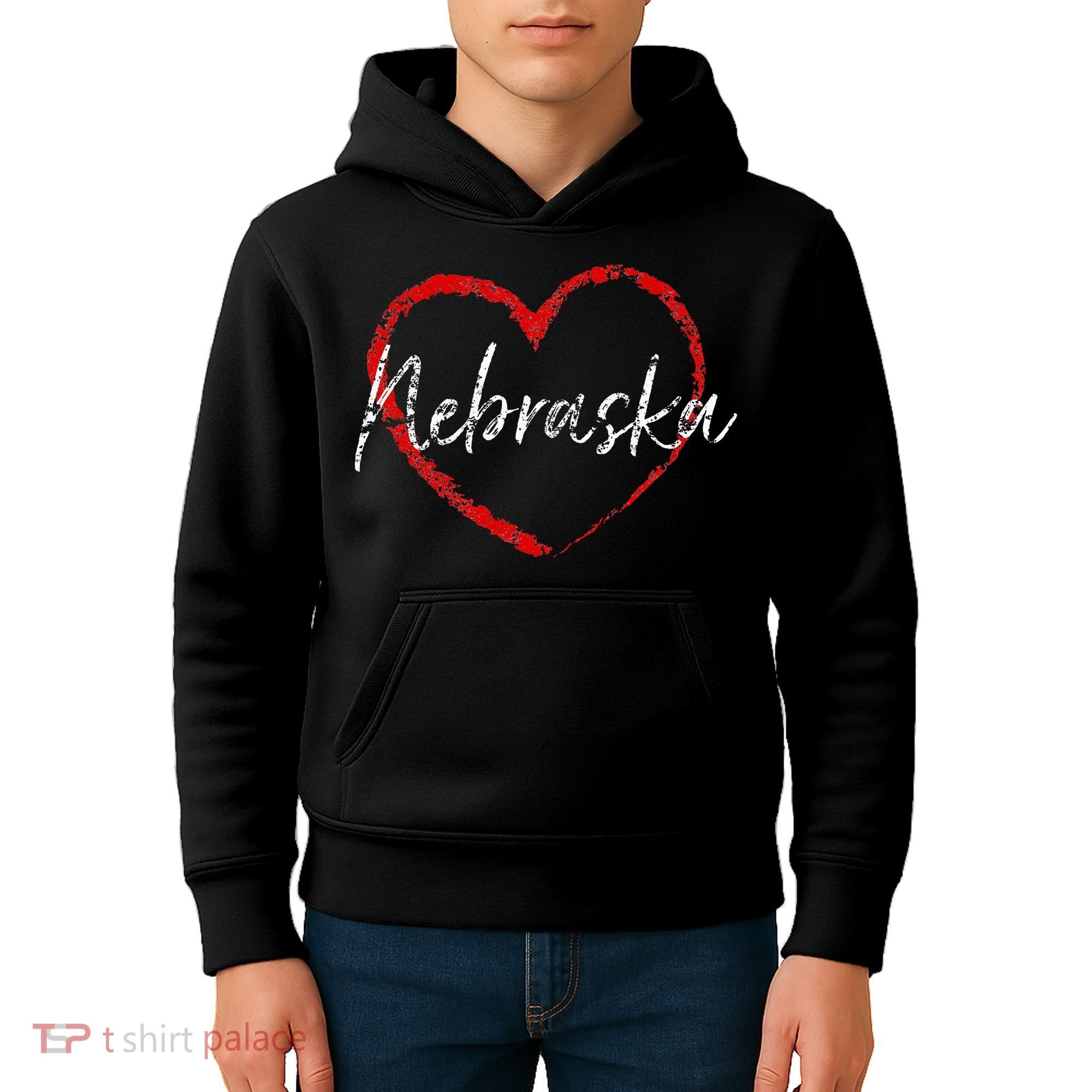Nebraska Heart Cute Ladies Mom Gift Kids Hoodie