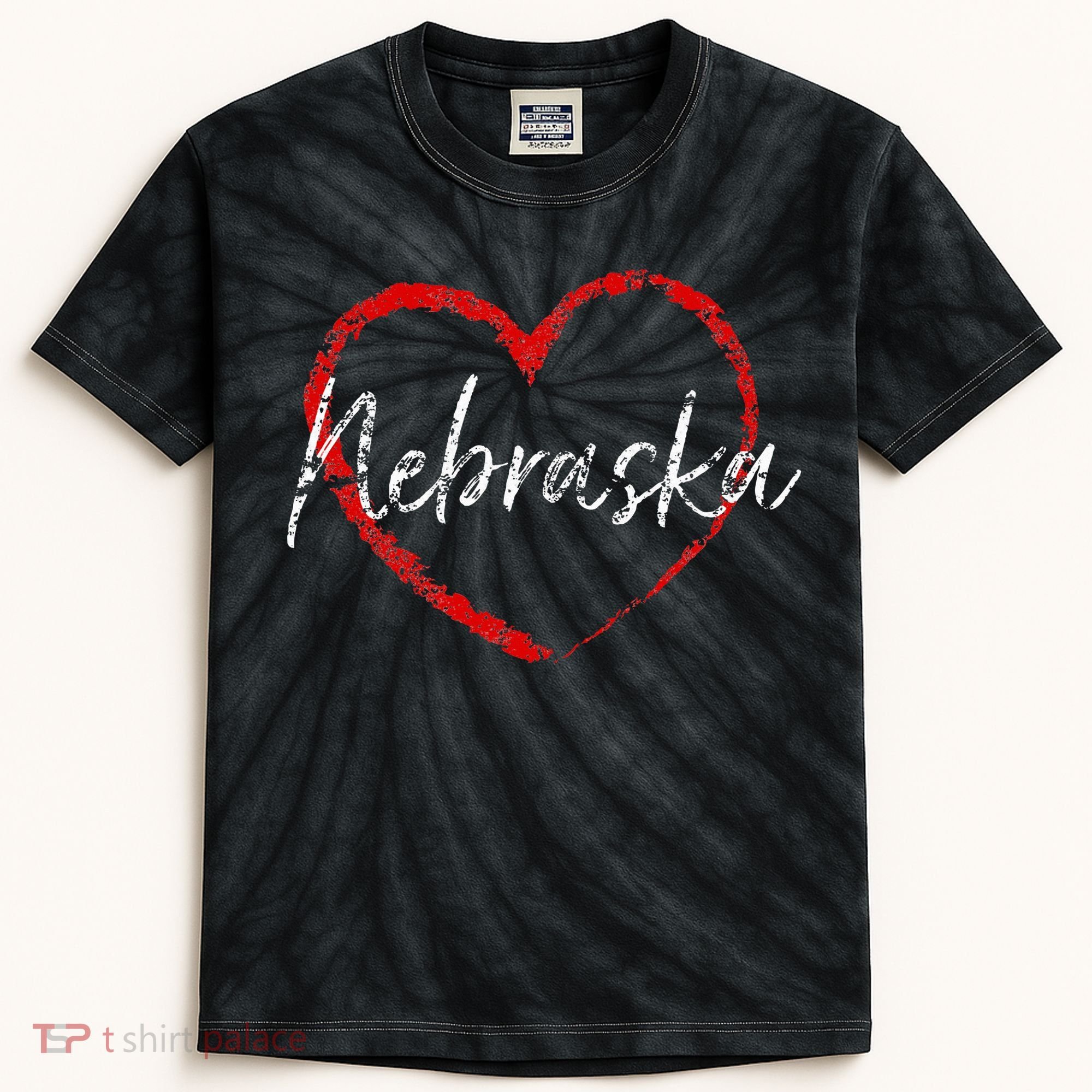 Nebraska Heart Cute Ladies Mom Gift Kids Tie-Dye T-Shirt