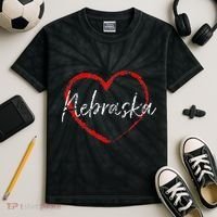 Nebraska Heart Cute Ladies Mom Gift Kids Tie-Dye T-Shirt thumb 2