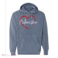 Nebraska Heart Cute Ladies Mom Gift Comfort Colors Garment-Dyed Hooded Sweatshirt thumb 0