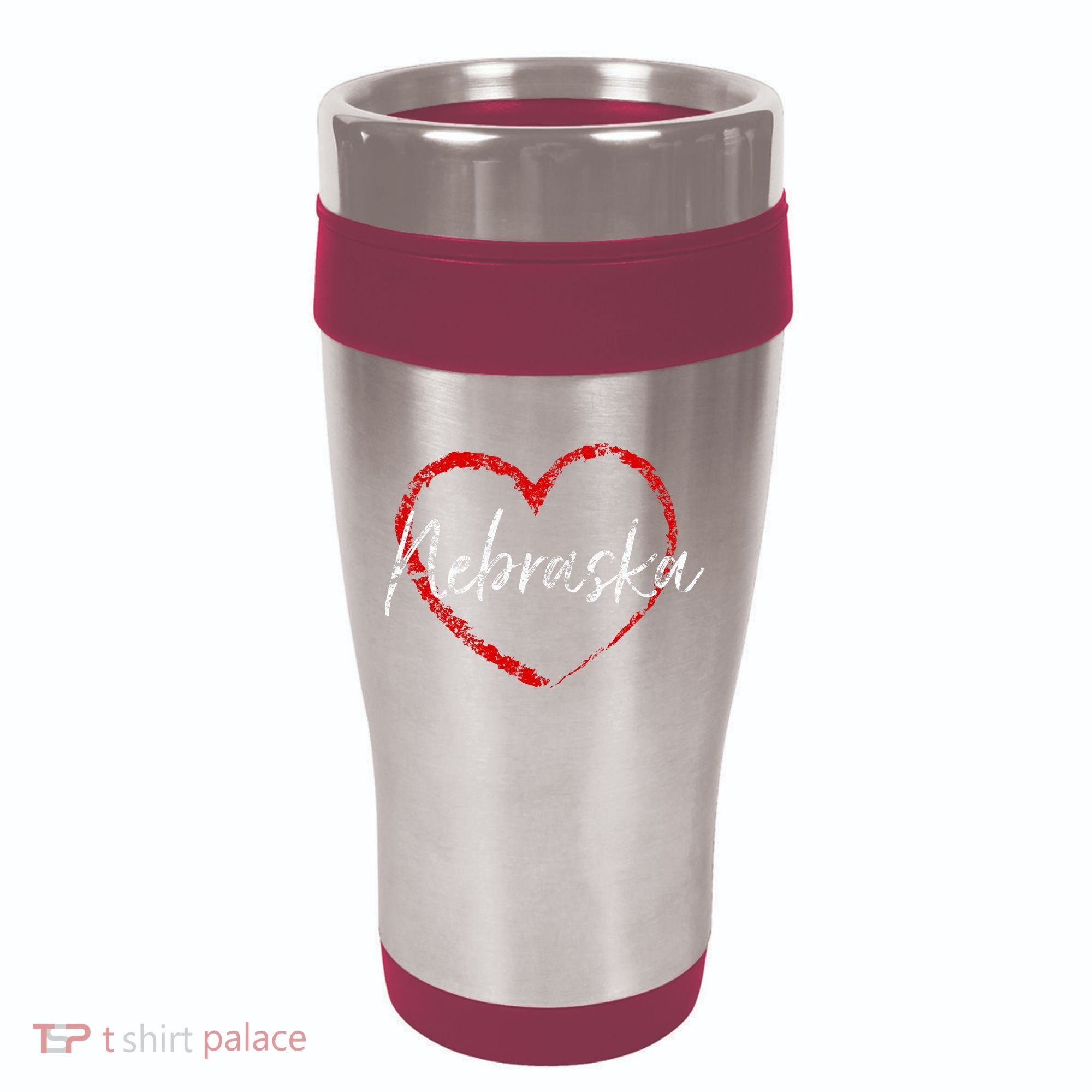 Nebraska Heart Cute Ladies Mom Gift 16oz Travel Tumbler