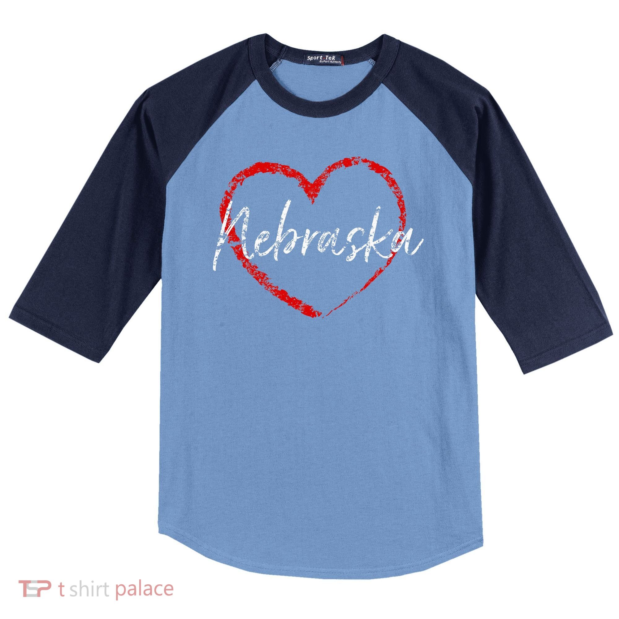 Nebraska Heart Cute Ladies Mom Gift Raglan Baseball Sleeve Shirt