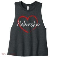 Nebraska Heart Cute Ladies Mom Gift Women's Racerback Cropped Tank thumb 0