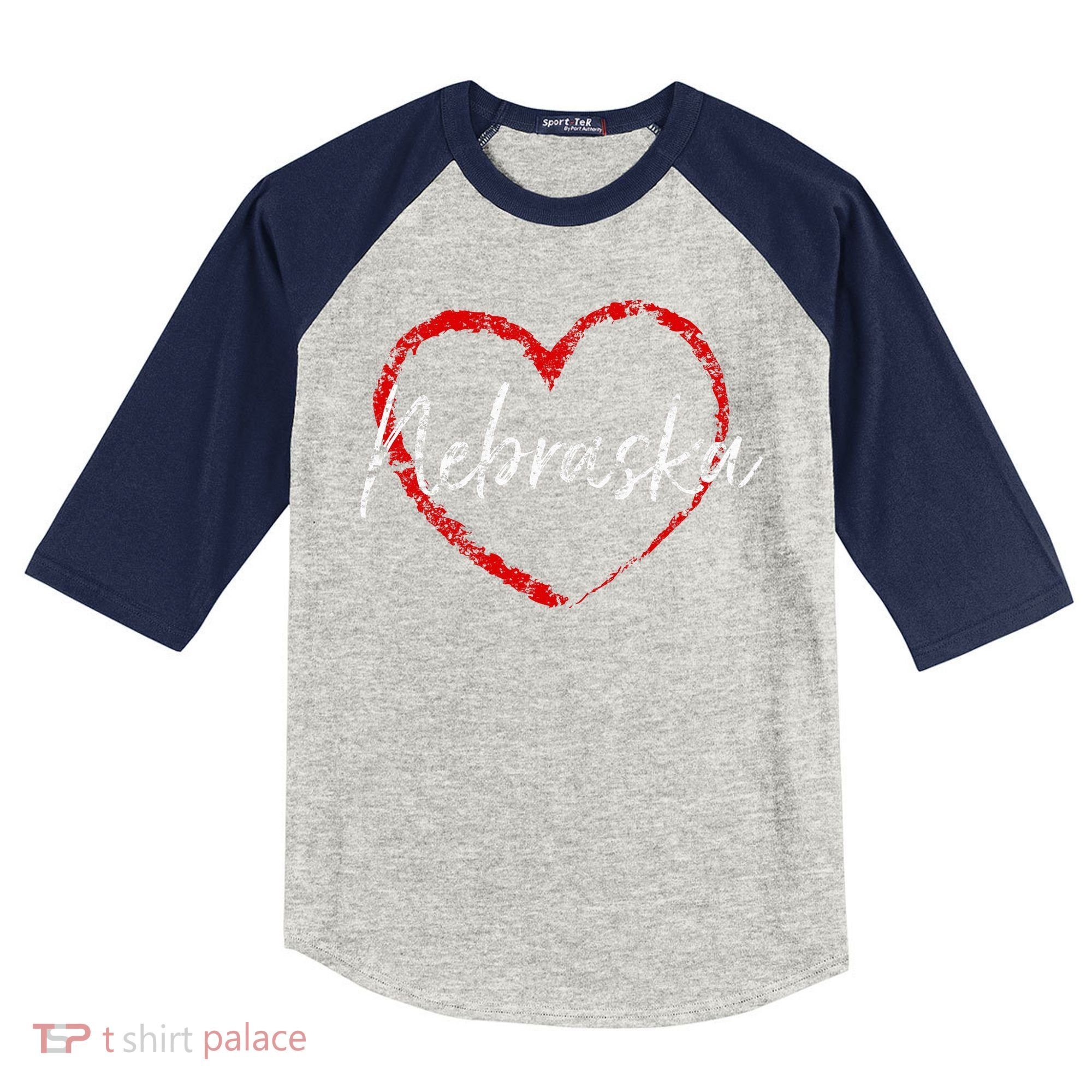 Nebraska Heart Cute Ladies Mom Gift Kids Colorblock Raglan Jersey