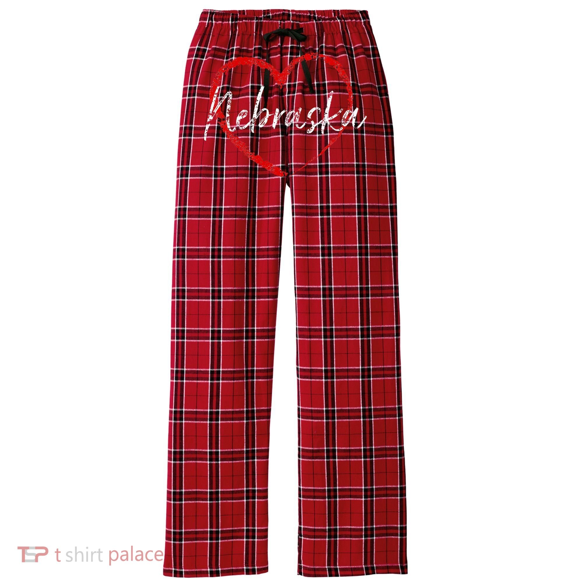 Nebraska Heart Cute Ladies Mom Gift Women's Flannel Plaid Pajama Pants