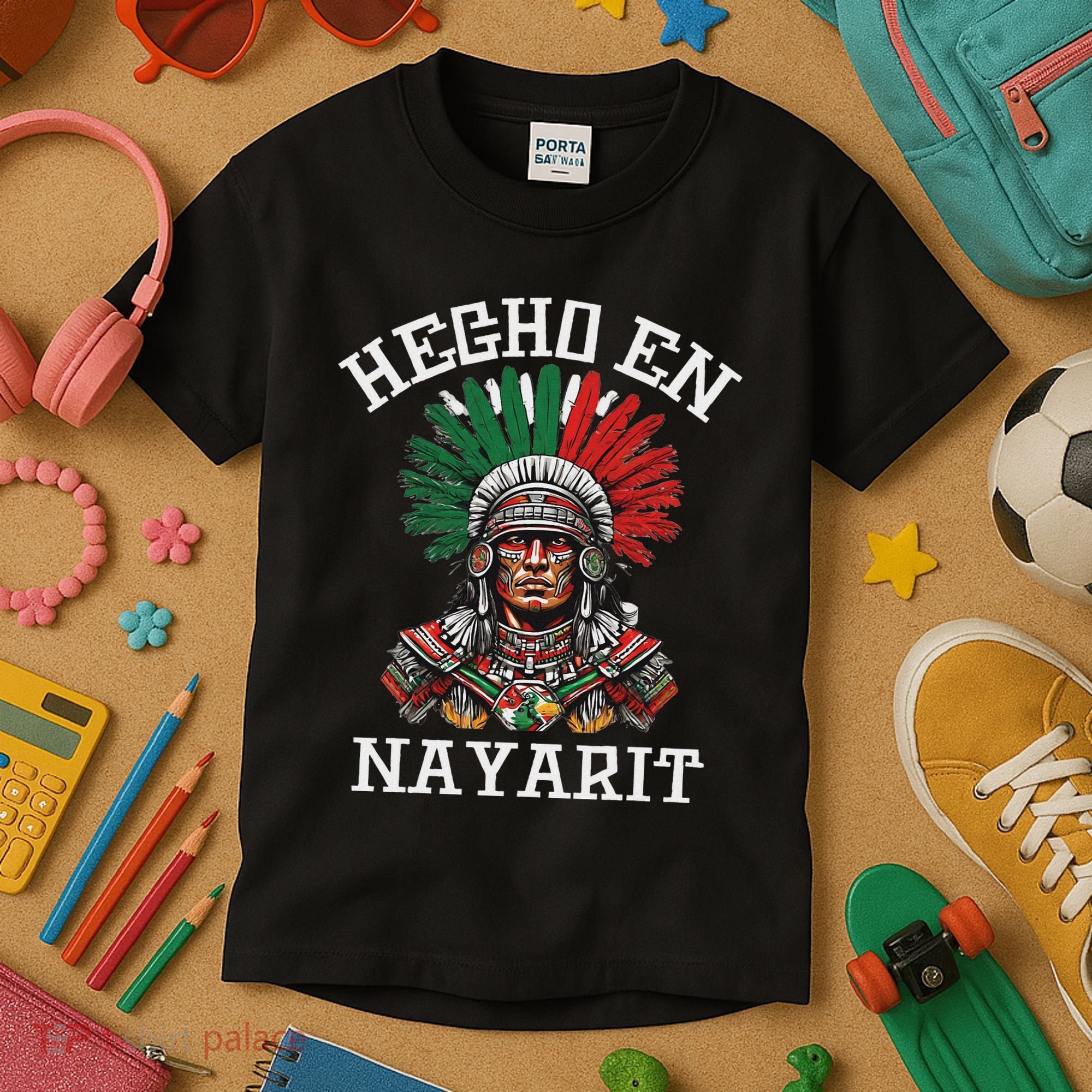 Nayarit Hecho En Nayarit Aztec Warrior Mexico Kids T-Shirt