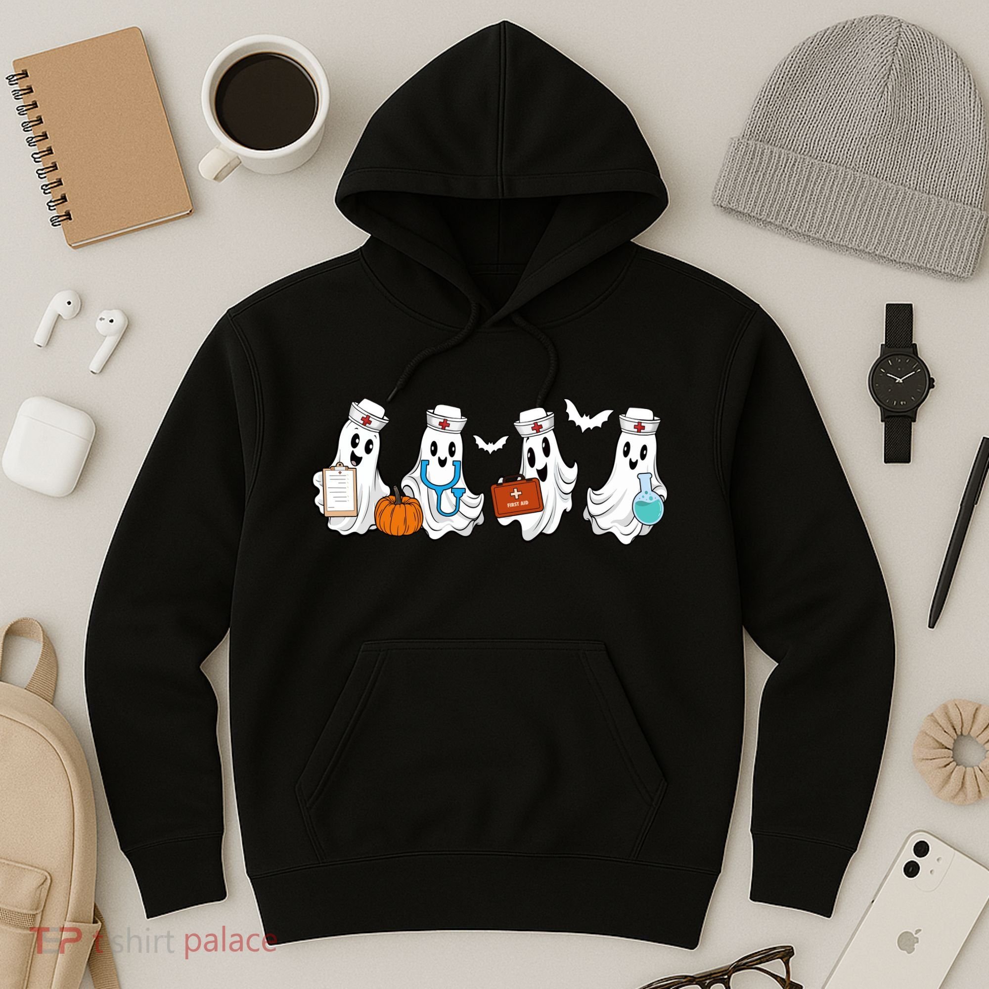 Nurse Halloween Ghost Festive Hoodie
