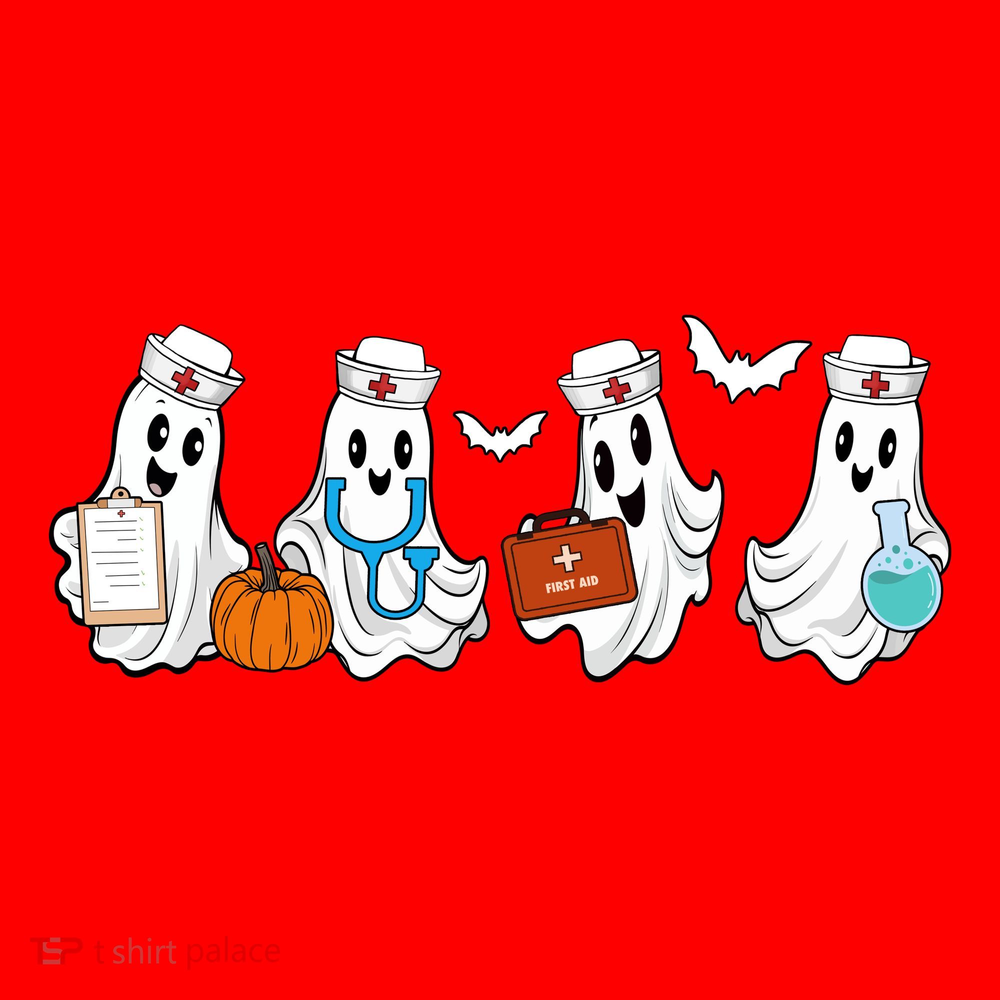 Nurse Halloween Ghost Festive Santa Hat