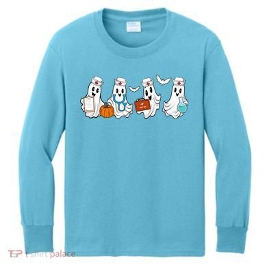 Nurse Halloween Ghost Festive Kids Long Sleeve Shirt