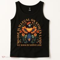 No Human Is Illegal On Stolen Land Tank Top thumb 2
