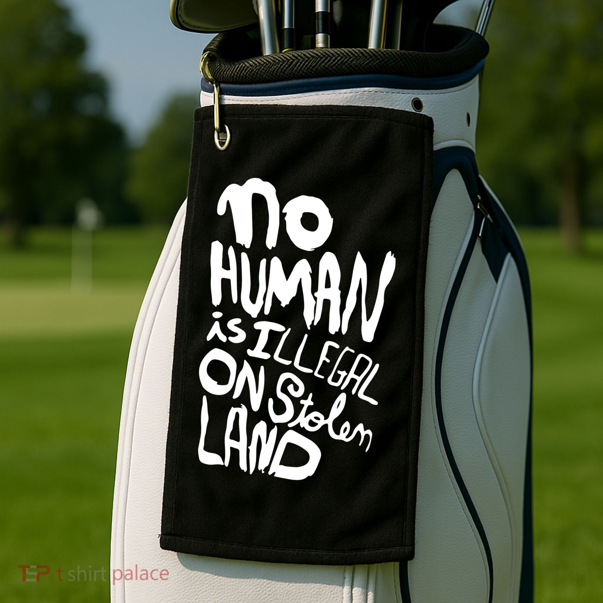 No Human Is Illegal On Stolen Land Golf Towel