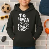 No Human Is Illegal On Stolen Land Kids Hoodie thumb 2