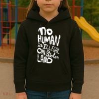 No Human Is Illegal On Stolen Land Kids Hoodie thumb 3