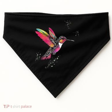 Neon Hummingbird In Flight USA-Made Doggie Bandana