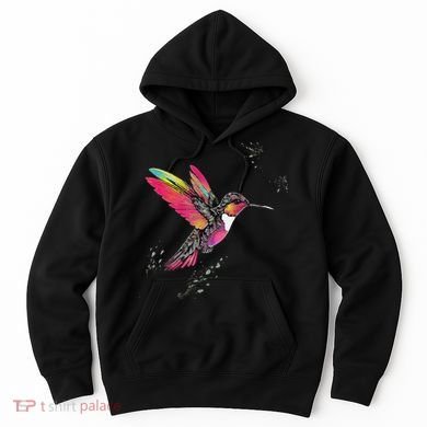 Neon Hummingbird In Flight Hoodie