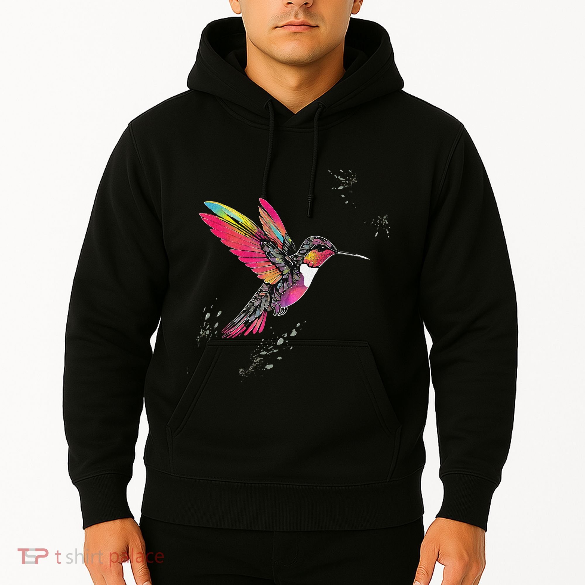 Neon Hummingbird In Flight Hoodie