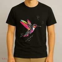Neon Hummingbird In Flight T-Shirt thumb 3