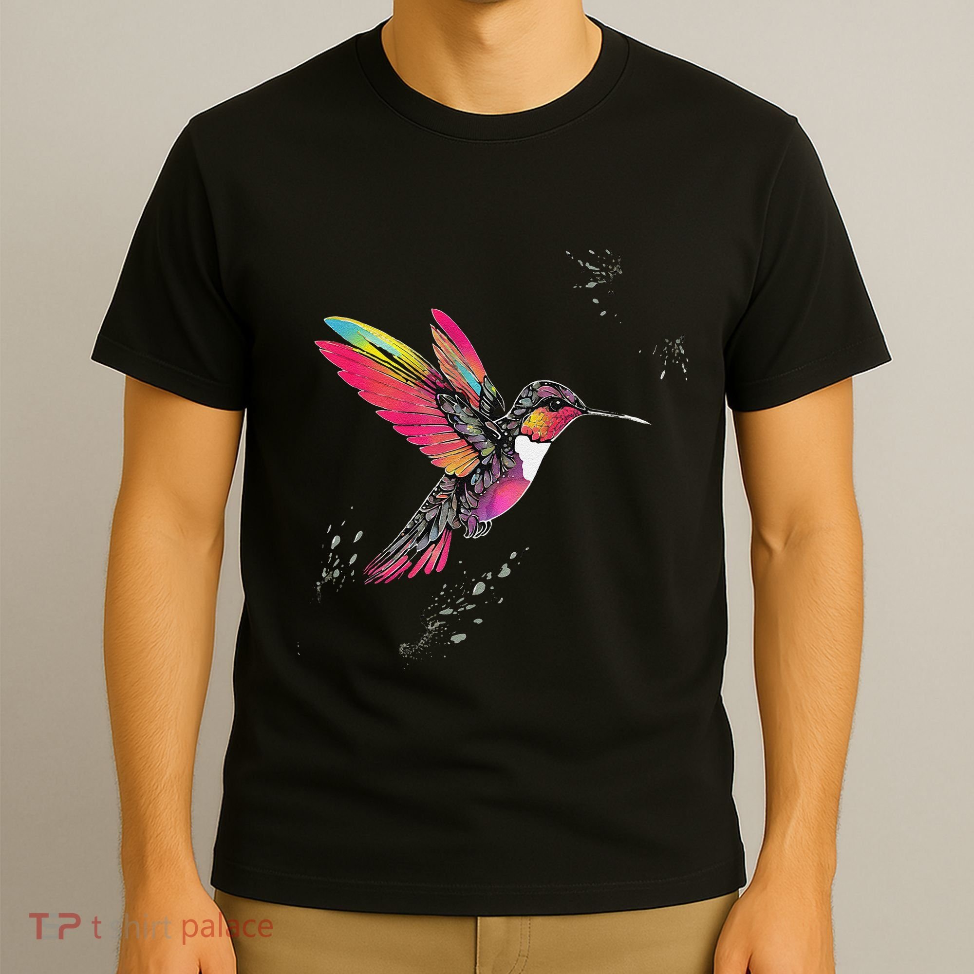 Neon Hummingbird In Flight T-Shirt